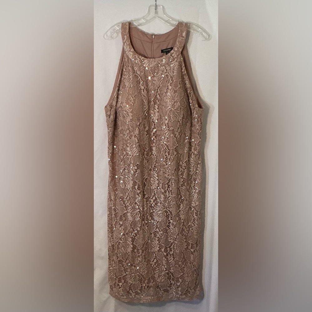 Roz & Ali Blush Lace Sequin Midi Dress - Picture 2 of 8